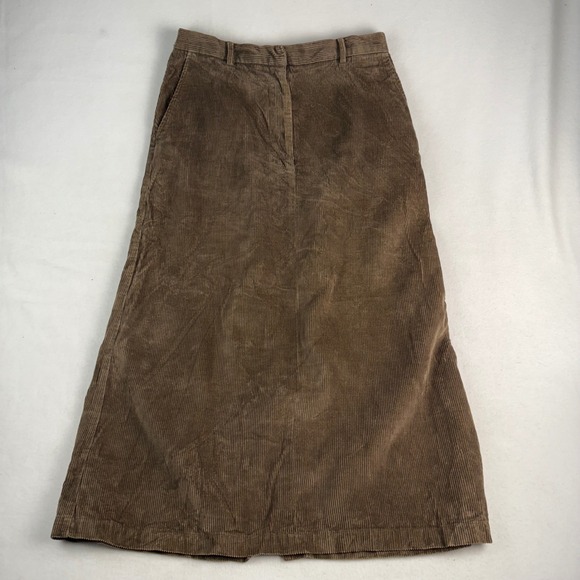 L.L.Bean Dresses & Skirts - LL Bean Brown Corduroy Maxi Skirt Womens 12 Petite Wide Wale Cotton Tencel UH77